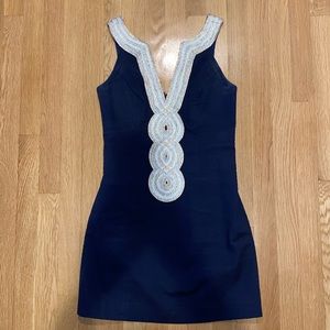 Lily Pulitzer Navy Blue and Gold Dress